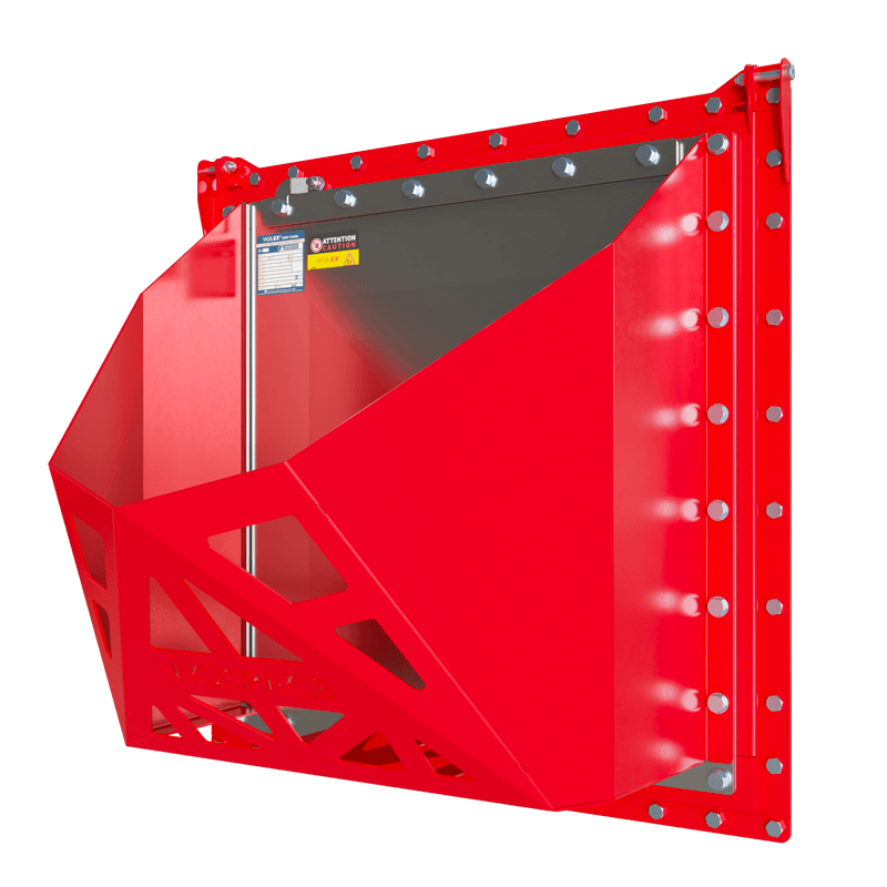 Sistema de ventilación de explosión DUAL-VENT® + Vigispace® para seguridad industrial y liberación de presión controlada.